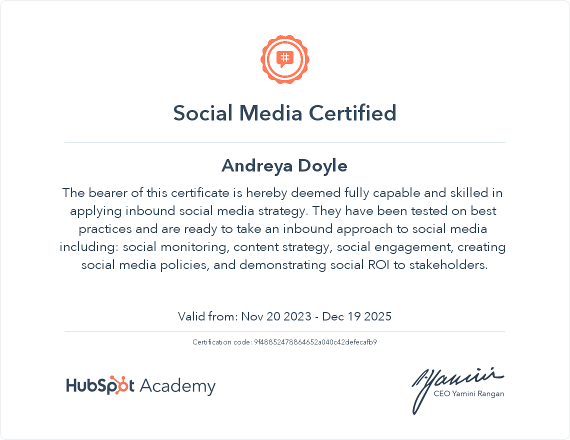 Social Media Certificate